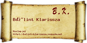 Bálint Klarissza névjegykártya